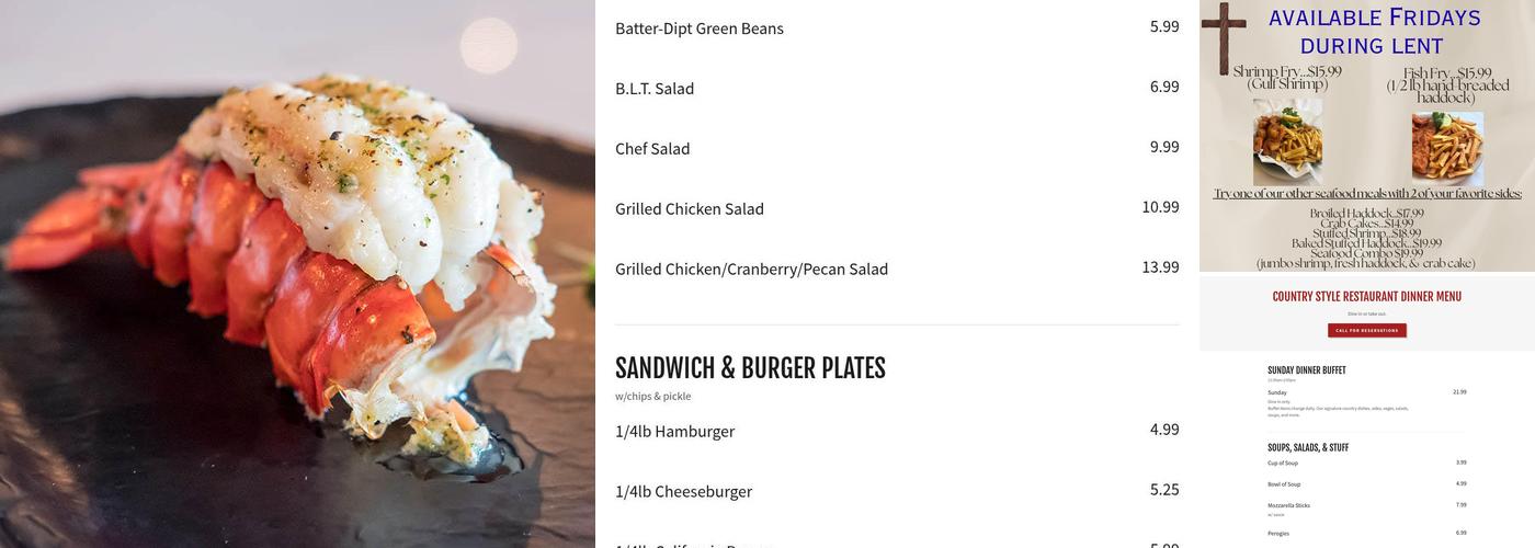 Masser's Restaurant Menu