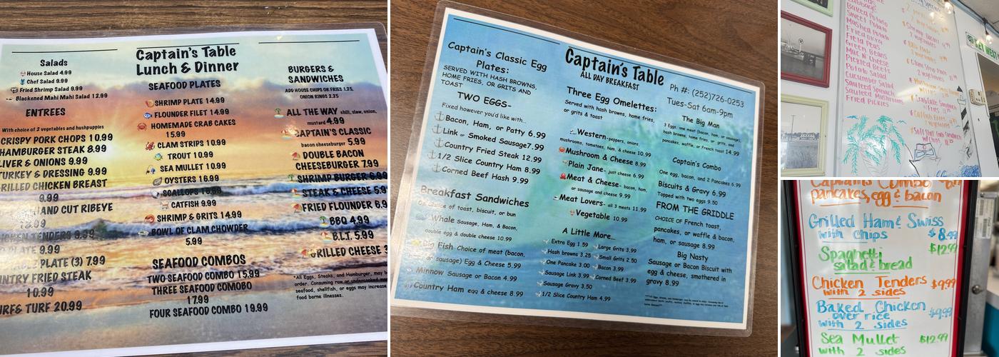 Captain's Table Menu