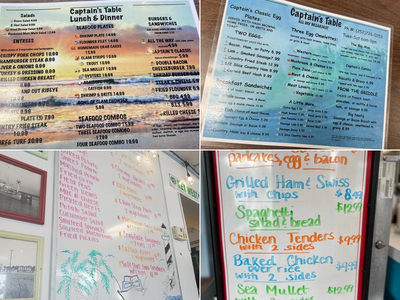 Captain's Table Menu