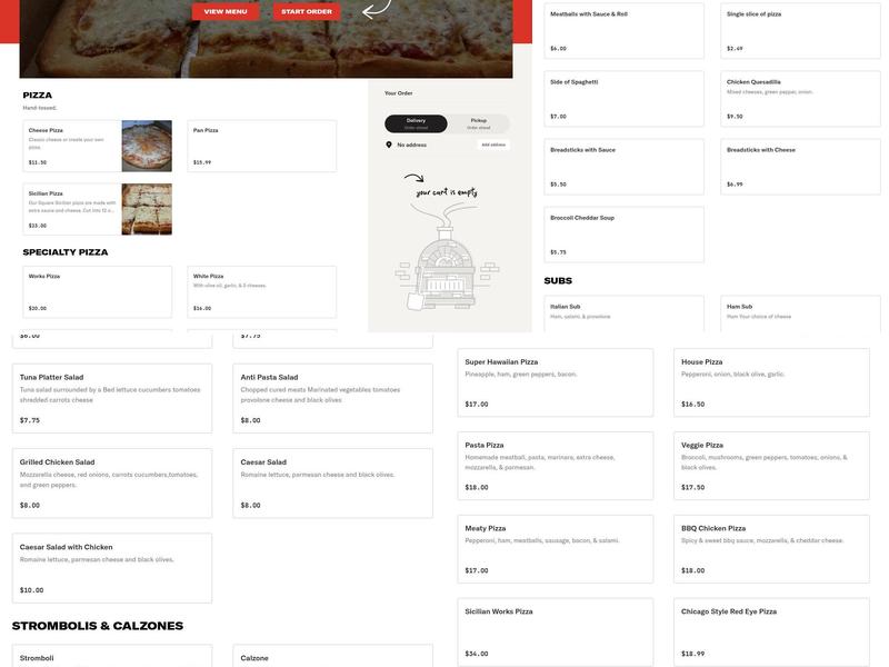 Bertoni's Pizza Menu