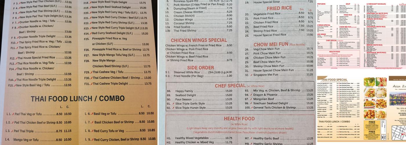 Asian Express Menu