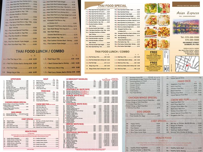 Asian Express Menu