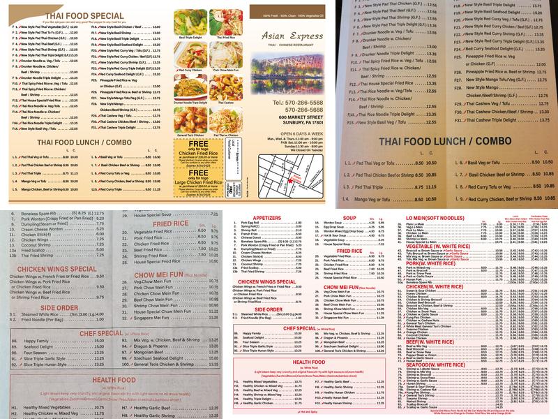 Asian Express Menu