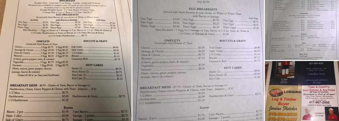 Rich Hill Cafe Menu