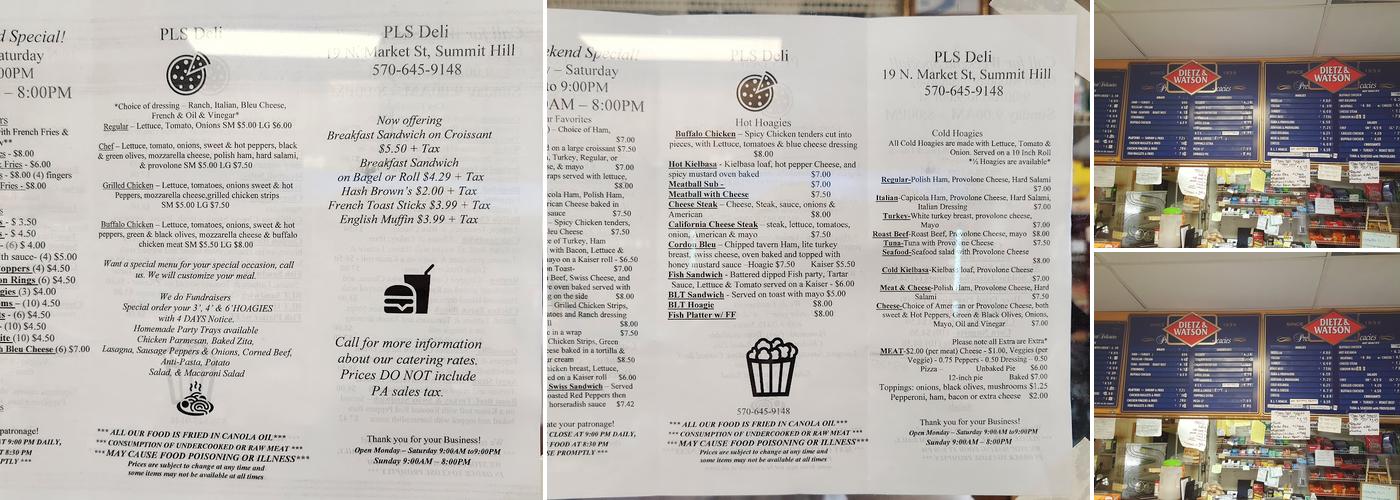PLS Deli Menu