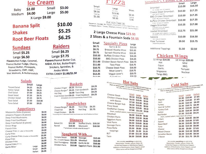 Thad's Place Menu
