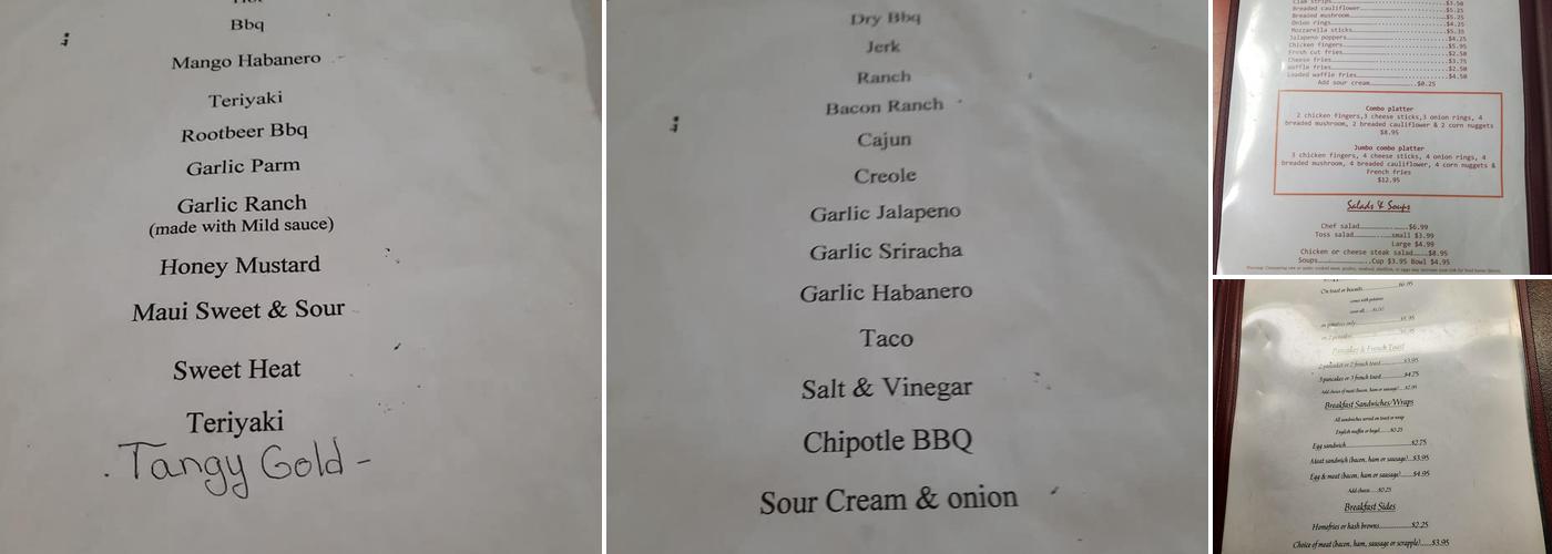 Greystone Diner & Bar Menu