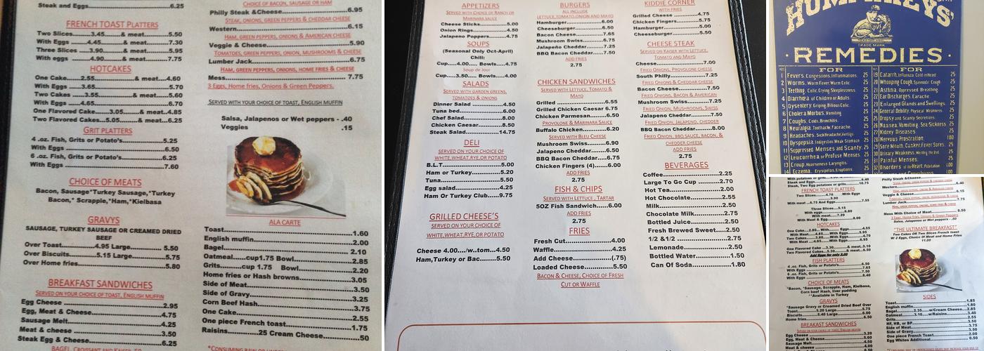 Peg & Bill's Diner II Menu