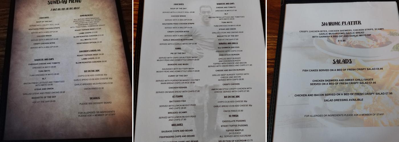 Dublin Packet Menu