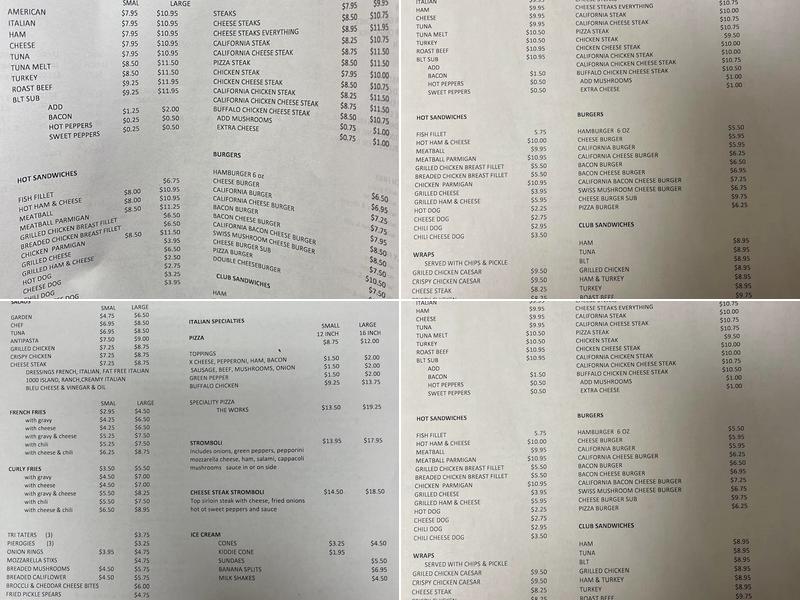 Subs-N-Stuff Menu