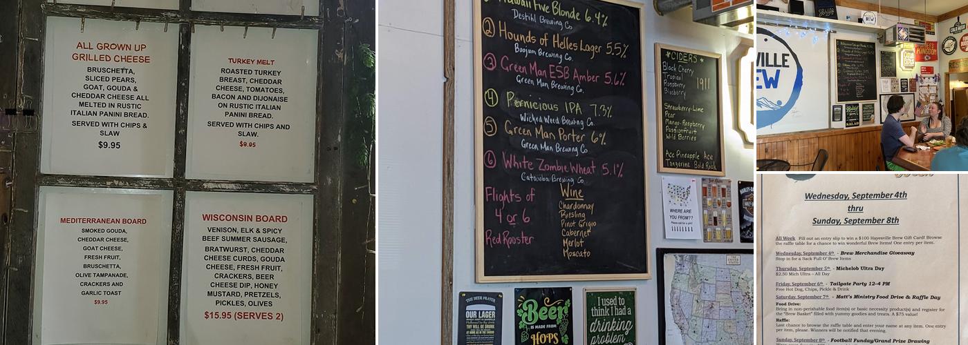 Hayesville Brew Menu