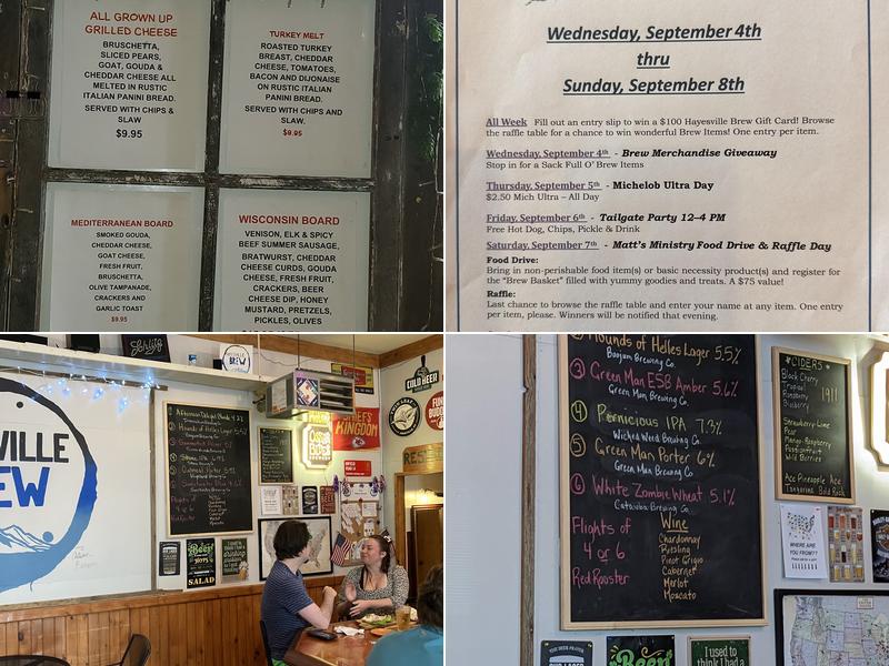 Hayesville Brew Menu
