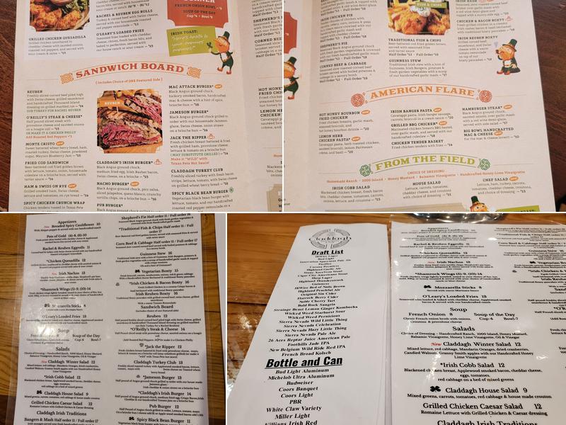 Claddagh Restaurant & Pub Asheville Menu