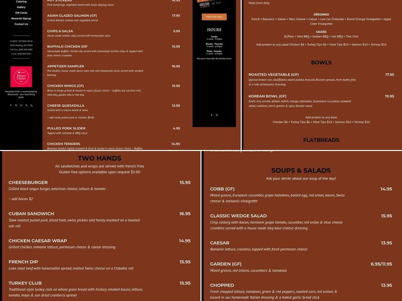 Horseshoe Grille Menu