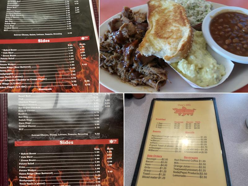 Shaws BBQ Menu
