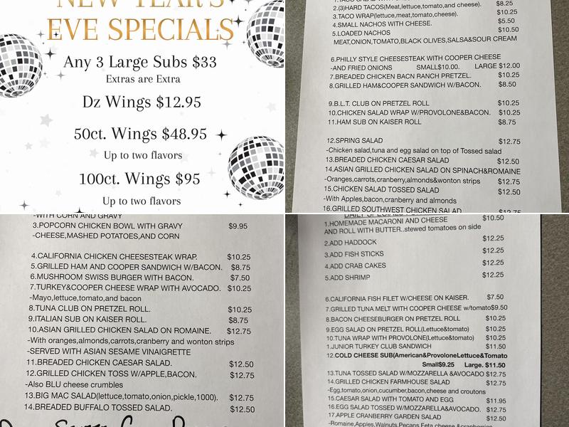 Subs N' Such Menu