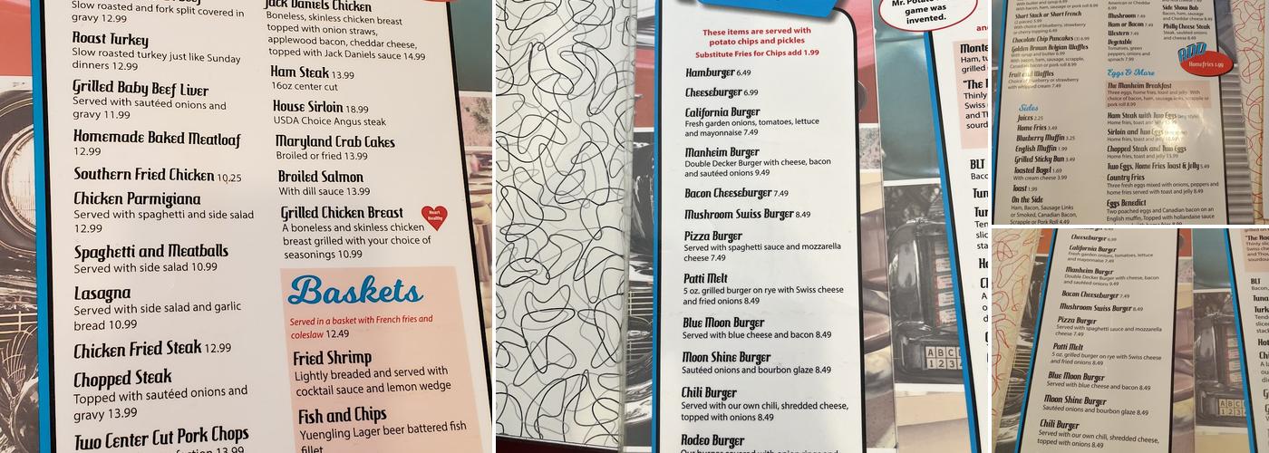 Manheim Diner Menu