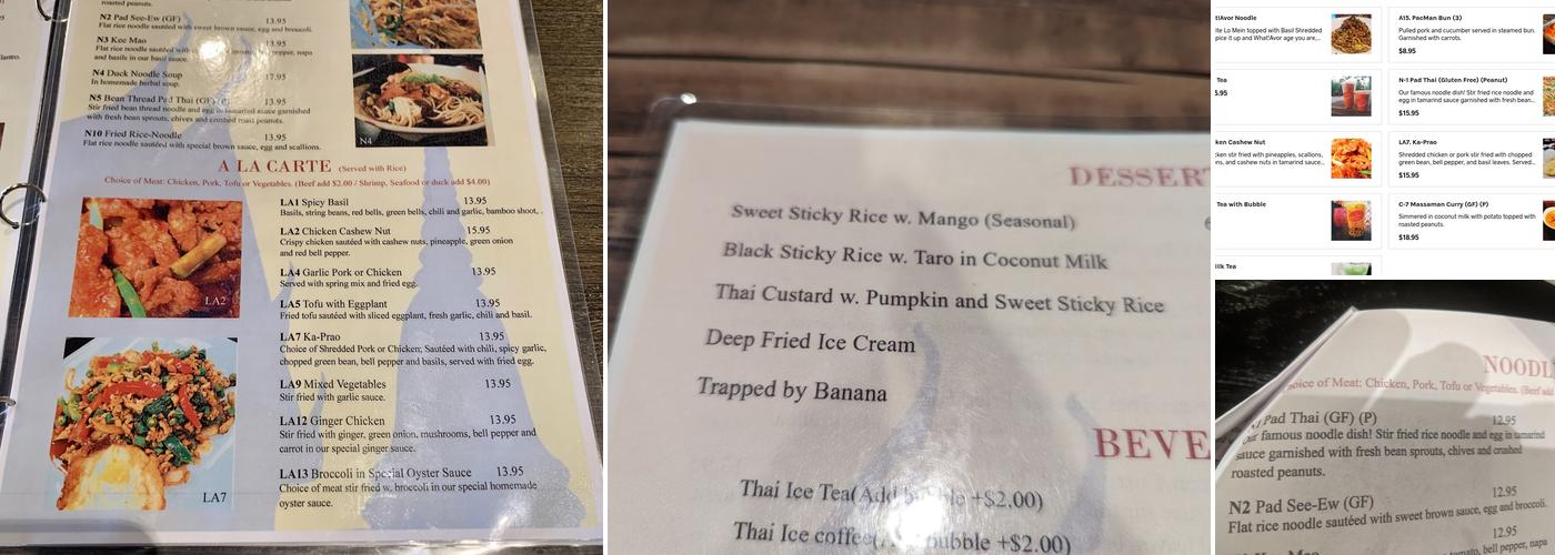avor Thai Menu