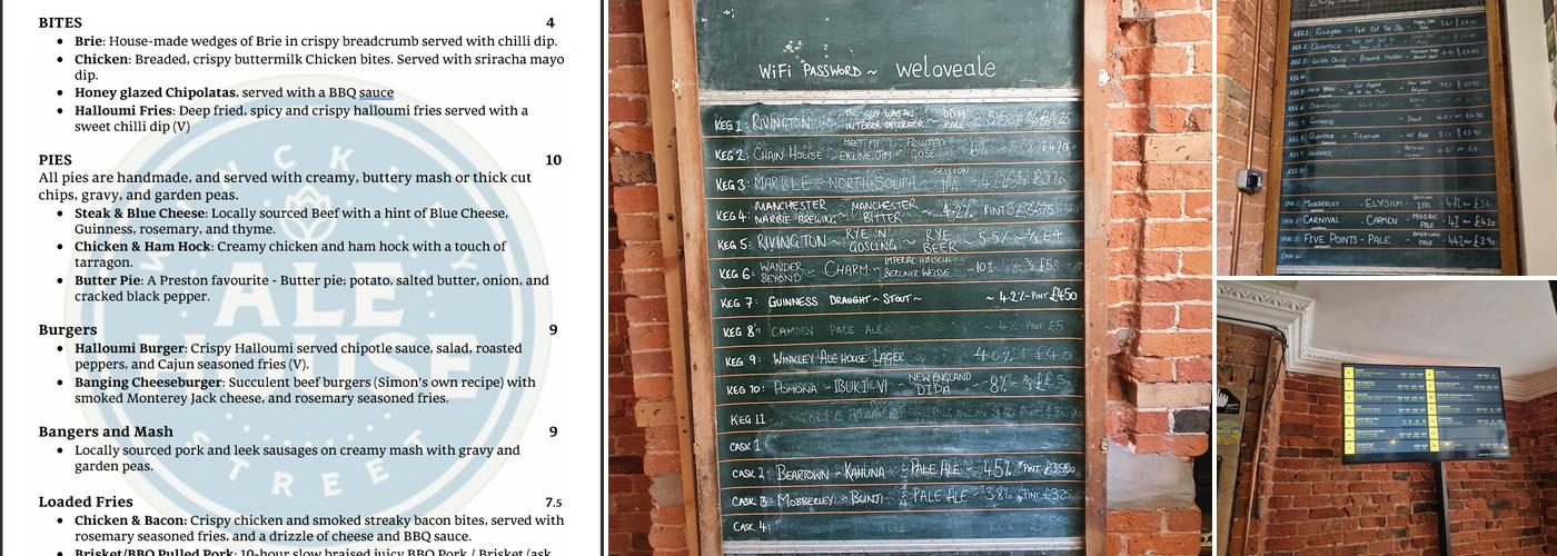 Winckley Street Ale House Menu