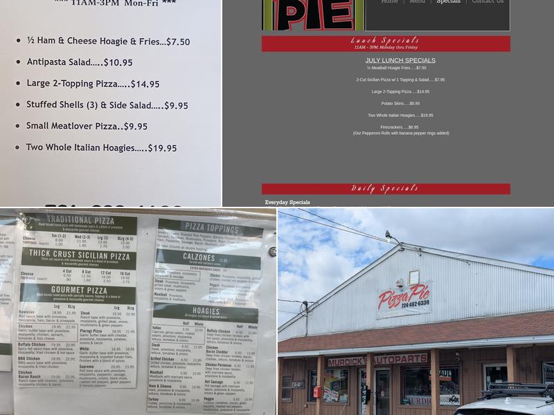 Pizza Pie Menu