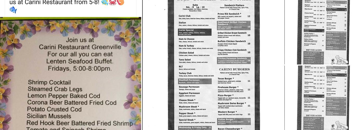 Carini’s Pizza Menu