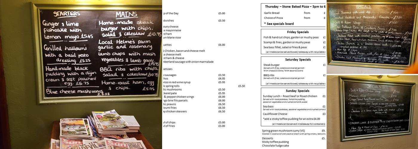 The Hand & Dagger Inn Menu