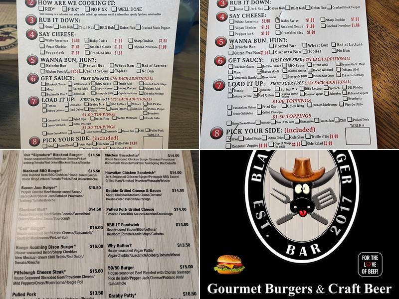 Blackout Burger Bar Menu