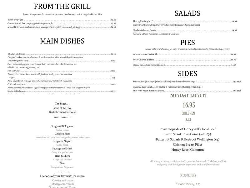 The Plough at Eaves Menu