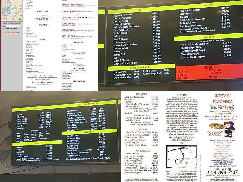 Joey's Pizzeria Menu