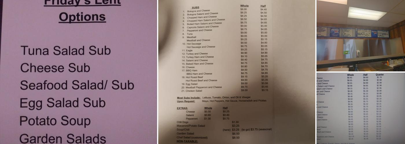 Jean's Super Subs Menu