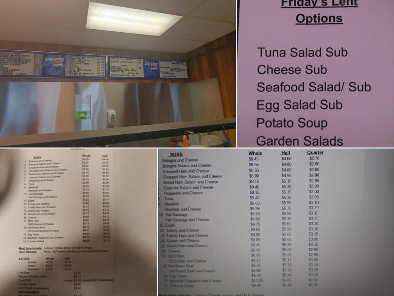 Jean's Super Subs Menu