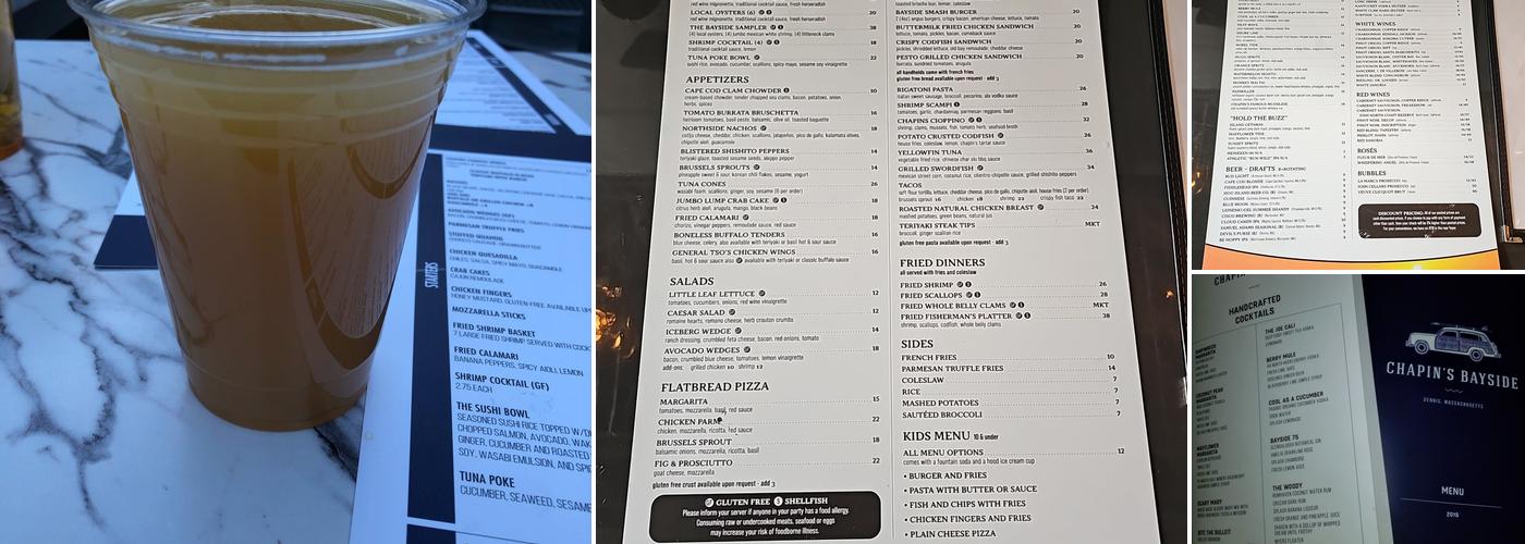 Chapin's Bayside Menu