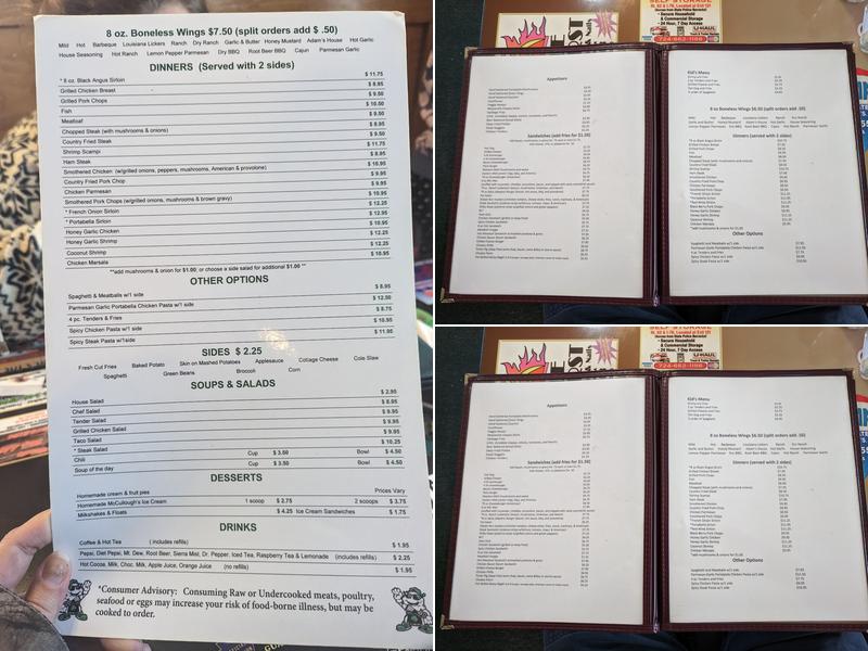 McCullough's Kitchen Table Menu