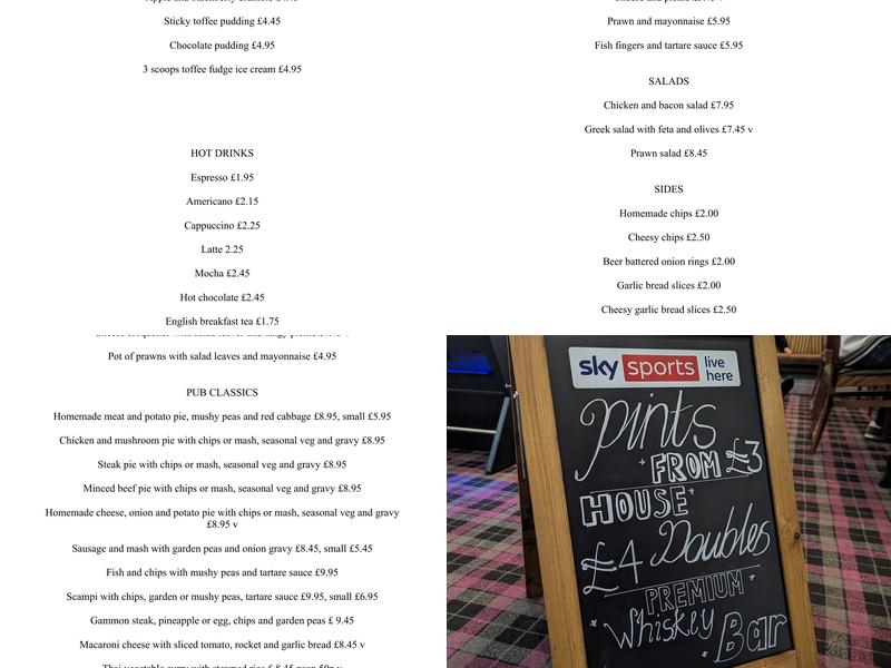 The Crown Hotel Menu