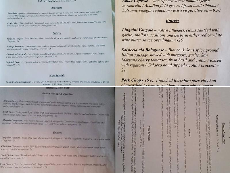 Villa Roma Menu