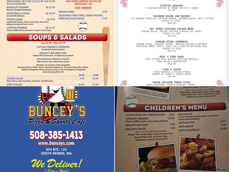 Buncey's Pizza and Sports cafe Menu