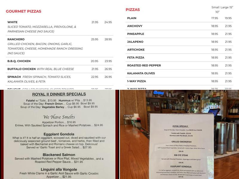 Royal II Restaurant and Grill Menu