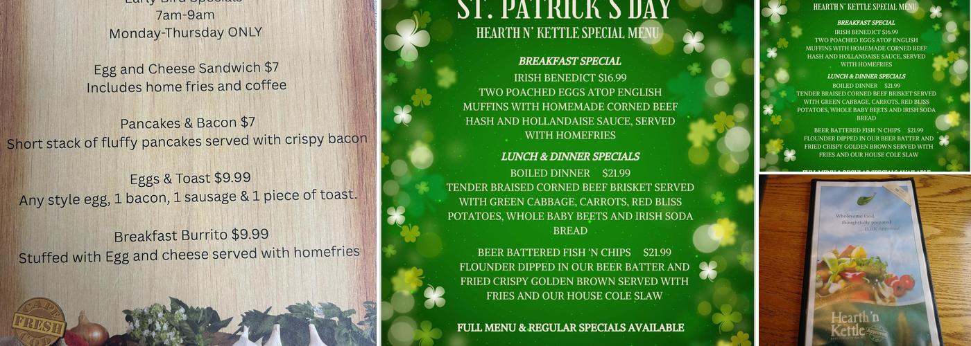 Hearth 'n Kettle Yarmouth Menu