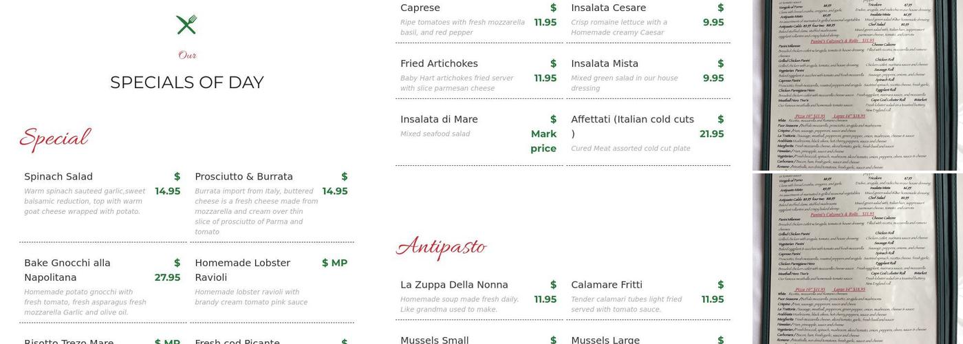 Four Seasons Trattoria Menu