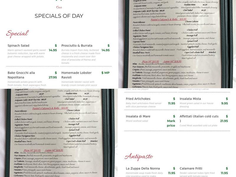 Four Seasons Trattoria Menu