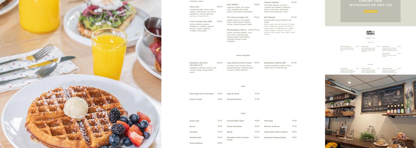Ann & Fran's Kitchen Menu