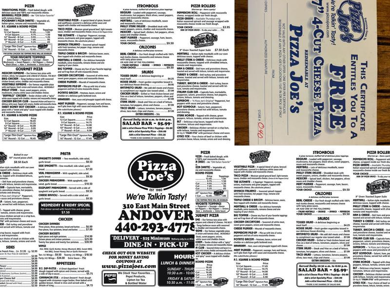Pizza Joe's Menu