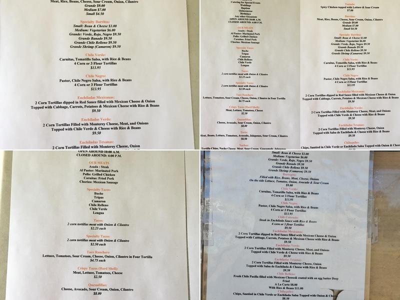 Taqueria Ramirez Menu