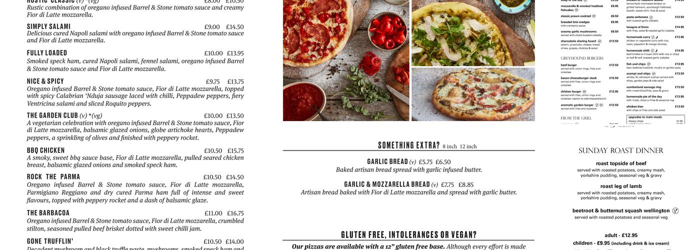 The Greyhound at Halton Menu