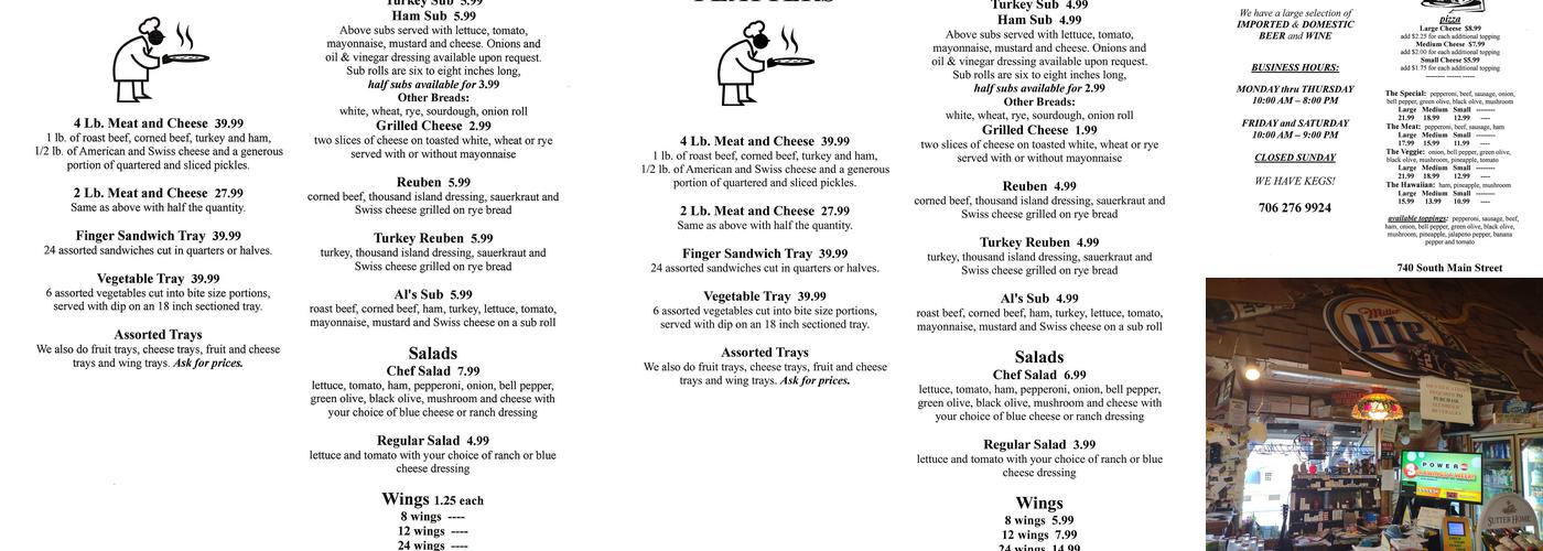 Hitching Post Package Store Menu