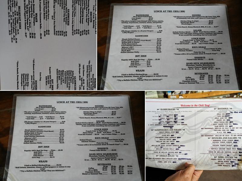Chili Dog Menu