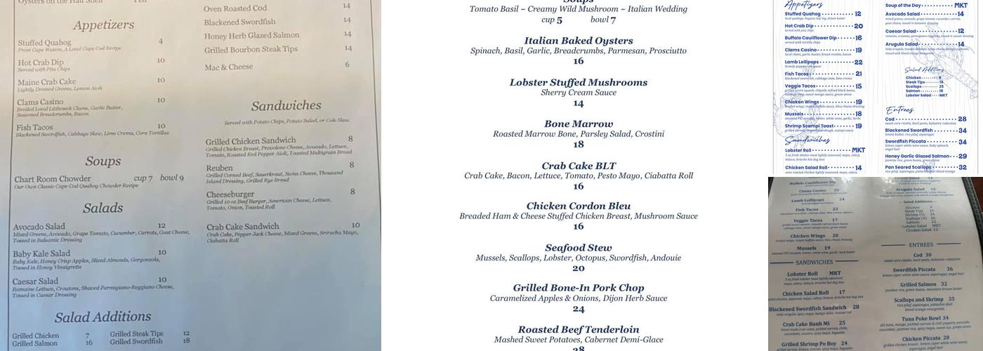 Chart Room at Crosby's Menu