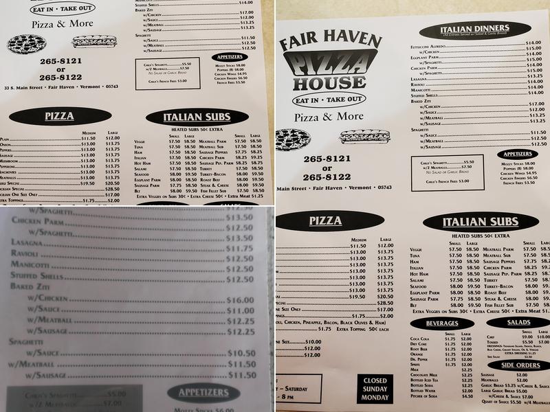 Fair Haven Pizza House & Subs Menu