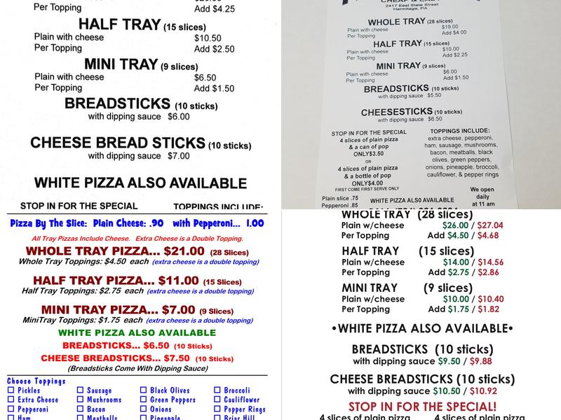 Plaza Pizza Menu