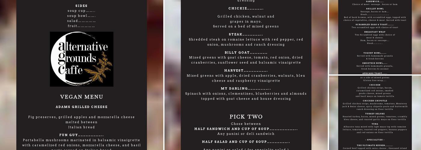 Alternative Grounds Caffe Menu
